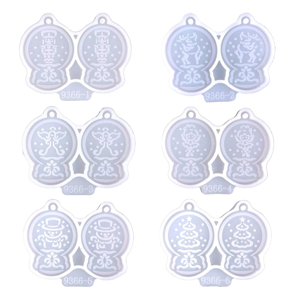6 Stück Kristallkugel Engel Schneemann Schlüsselanhänger Silikon Epoxidform DIY Ornamente Anhänger Bastelform für Valentinstagsgeschenk