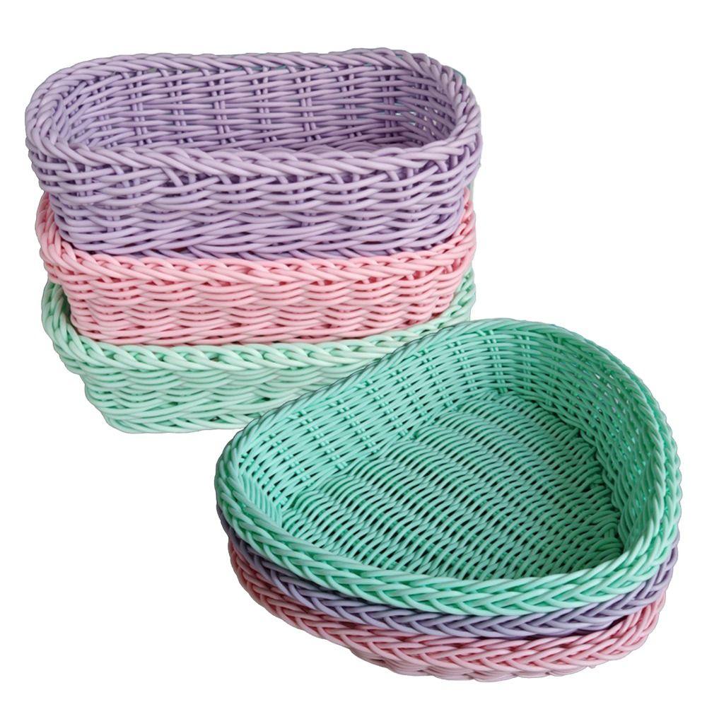 Plastic Wicker Basket Hand Woven Storage Basket New Picnic Serving Basket Fruit Display