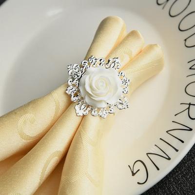 6Pcs Napkin Rings Floral Shape Decorative Lightweight Attractive Wedding Rose Flower Buttons Holiday Table Decor for Western Restaurant