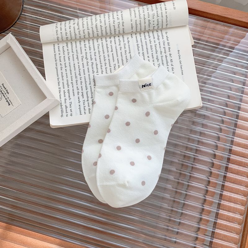Polka Dot Nice Standard Versatile Trendy Short Boat Socks Casual Simple Socks Thin Cotton