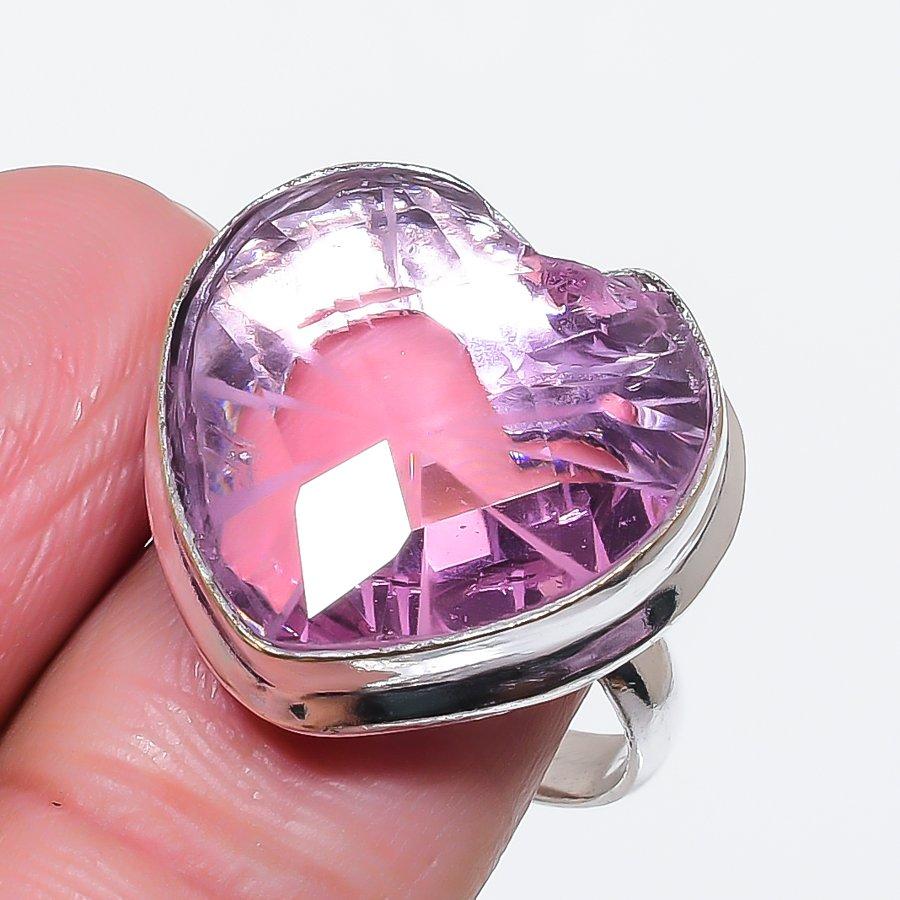 

Natural Pink Kunzite Gemstone 925 Sterling Silver Jewelry Ring Size 9 V6i41