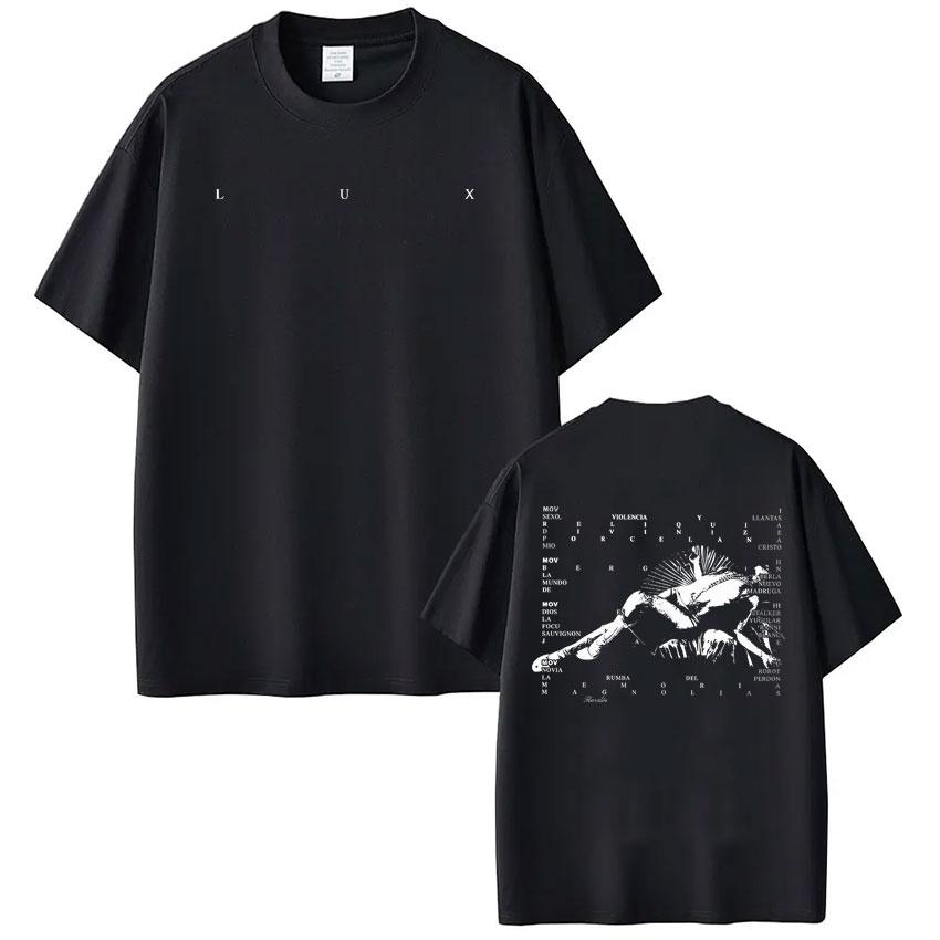 

Rosalía LUX TRACKLIST TEE Футболка з туру альбому 2025 Чоловіки Жінки Коротка рукава Бавовна Модні футболки Повсякденні вільні футболки Streetwear 4XL