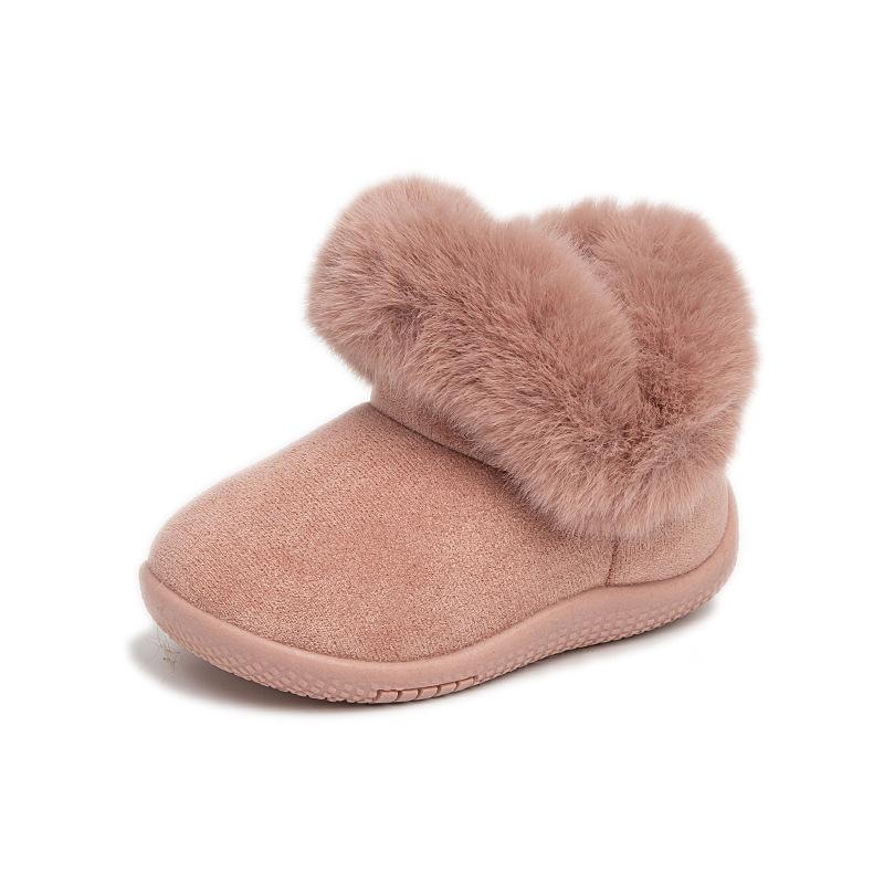 

Модные детские зимние сапоги Новая зимняя модель Обувь для девочек Мягкая подошва Детская хлопковая обувь Нескользящие Детские хлопковые сапоги 13insole13.7cm розовый