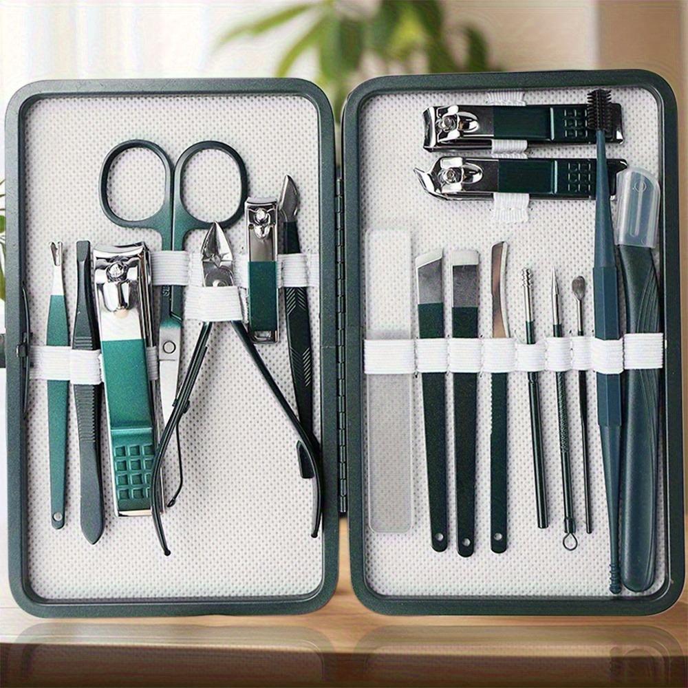 18 pice professional manicure scissors pedicure tool suit, nail tools foot facial grooming suit manicure suit  with