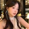 Korean Style Sweet Fresh Ribbon Bowknot Charm Stud Earrings  Pearl Heart Dangle Ear Buckles For Girl Ballet Ear Jewelry