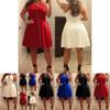 Moda L-6xl Plus Donna Scollo a Barca Abito Corto Mini per Cocktail Serata Festa Stile Elegante
