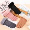 Autumn and winter suede gloves women's warm touch screen gloves imitation Rex rabbit hair mouth piled thickened cold-proof gloves