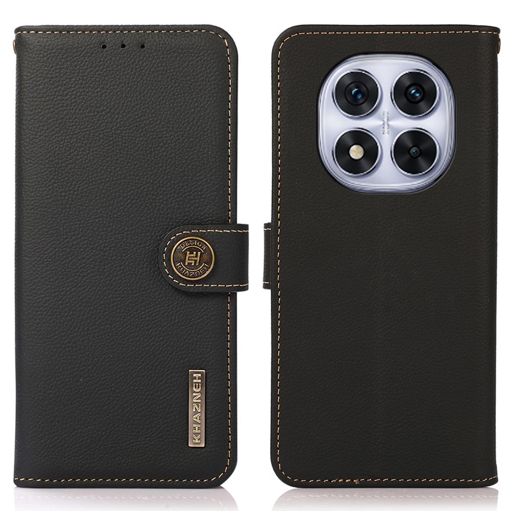 KHAZNEH For Xiaomi Redmi Note 14 Pro 4G Case Genuine Cow Leather RFID Blocking Wallet Phone Cover A
