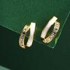 Exquisite White Enamel Rhinestone C-Shape Double-Layer Stud Earrings In 925 Silver for Women