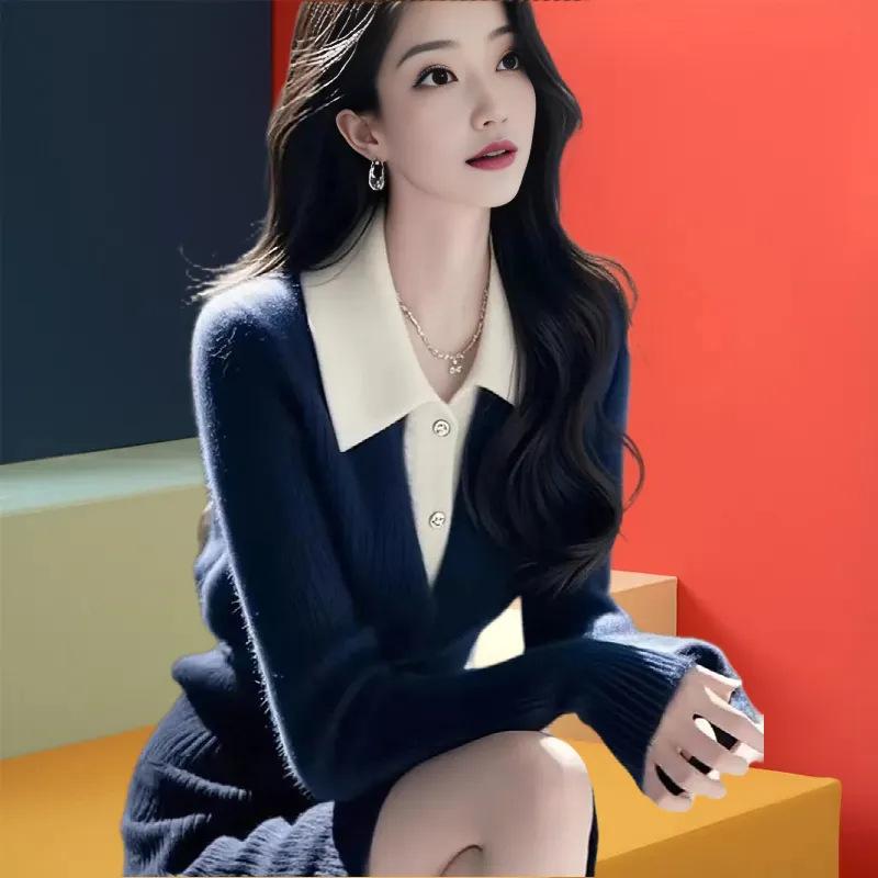 This Retro Knitted Sweater Top Is A New, Fashionable, Versatile and Youthful Long-sleeved Base Layer for Women In Autumn and Winter