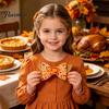 Festival Style Hair Accessories Thanksgiving Turkey Bow Clip for Girls, Decorative Pins, Cute Cartoon Clips Double Layer Glitter Clip, Autumn Holiday