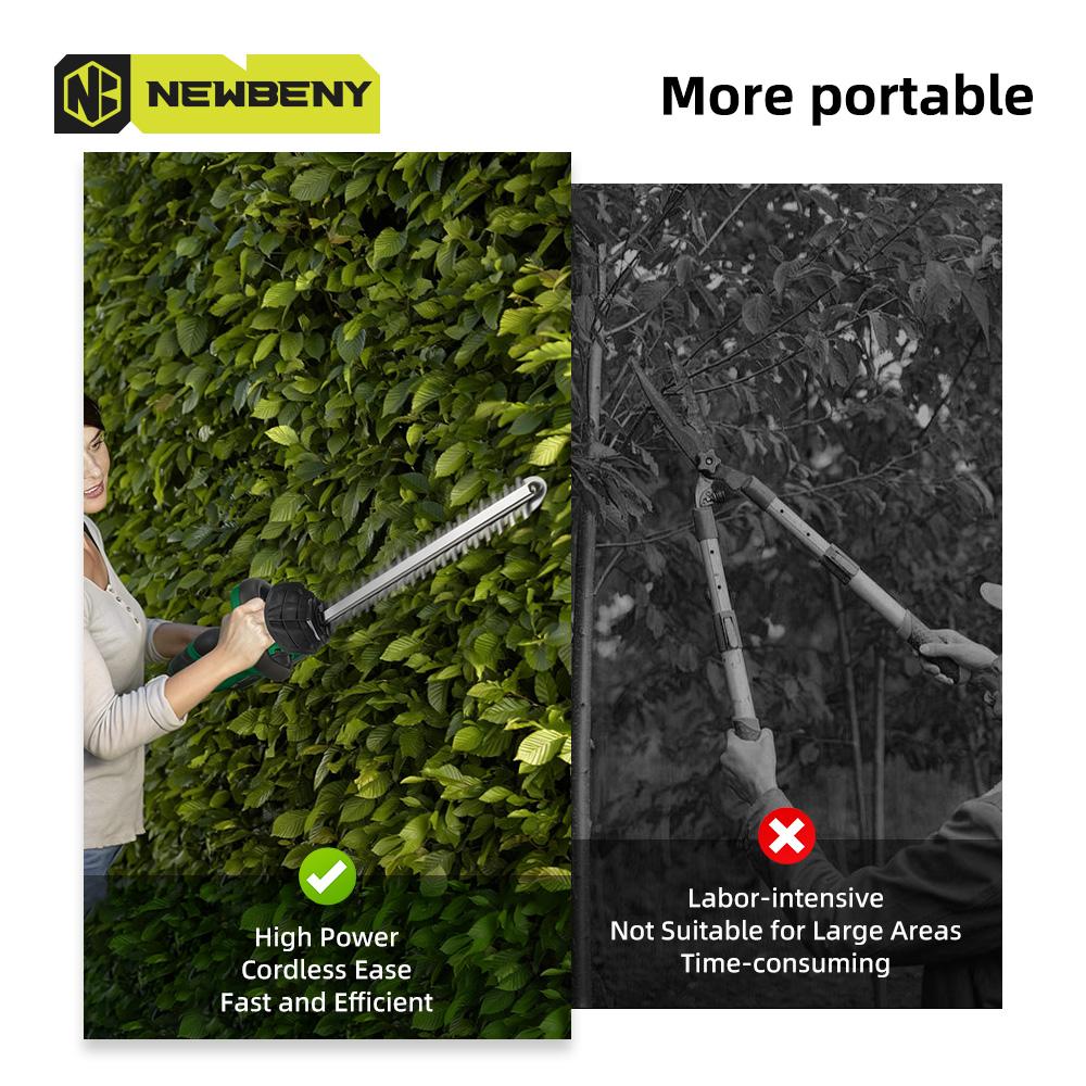 Newbeny 2000W 15000RPM Electric Hedge Trimmer Cordless Trimmer Pruning Saw Lawn Mower Garden Tools For Makita 21V Battery Pin