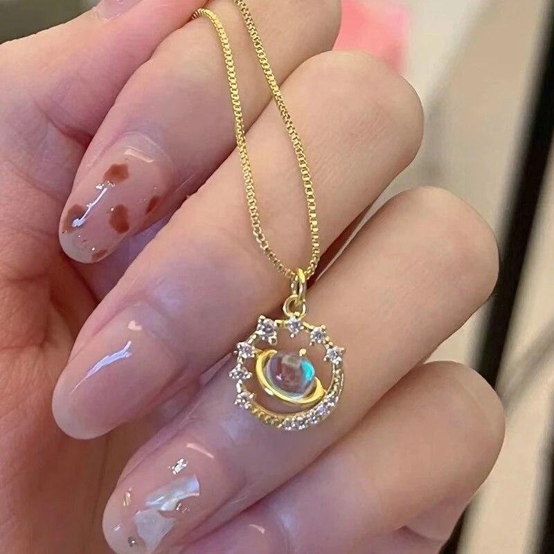 2023 Crystal Zircon Bow Knot Heart Pendant Necklaces Y2K Pink Heart Ladies Girls Fashion Elegant Clavicle Chain Women Jewelry