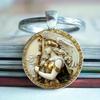 Round Glass Alloy Keychain Pendant