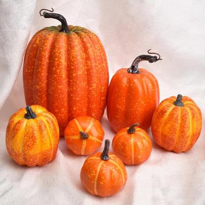 Lot de 7 citrouilles artificielles pour Halloween, décorations d'automne, grandes et petites, simulation réaliste