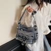 Women Crossbody Bag Vintage Shoulder Bag Multi-Layer Pocket Denim Bag