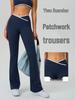 Pantalons de yoga évasés micro taille haute pour femme style européen et américain