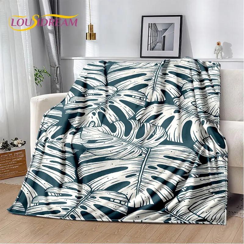 Plantain Leaf Tropical Plant Leaf Soft Plush Blanket,Flannel Blanket Throw Blanket for Living Room Bedroom Bed Sofa Picnic Cover