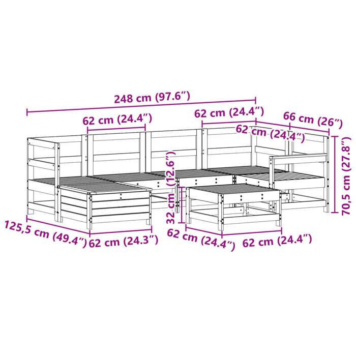 VidaXL Garden Furniture Set 7 Pcs White Solid Pine Wood 3250949
