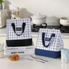 Grid Minimalist Oxford Lunch Bag Tote With Insulated Storage Commuters For