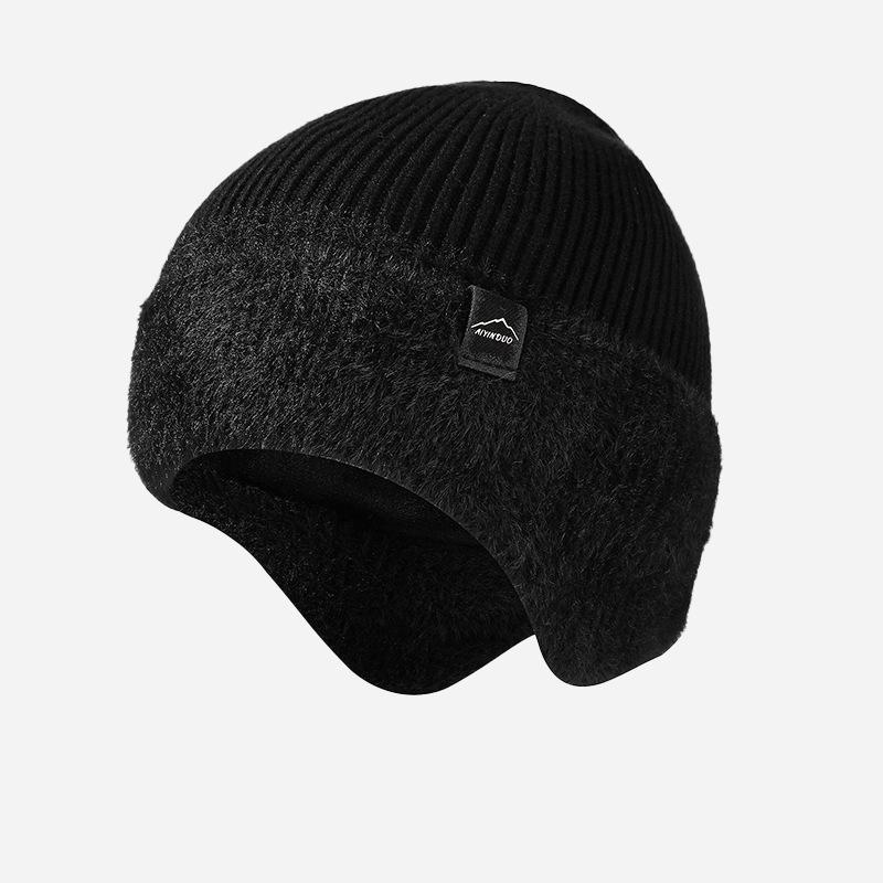 Knitted Cap Men's Winter Velvet Warm Cap Thick Cold-Resistant Riding Wool Cap