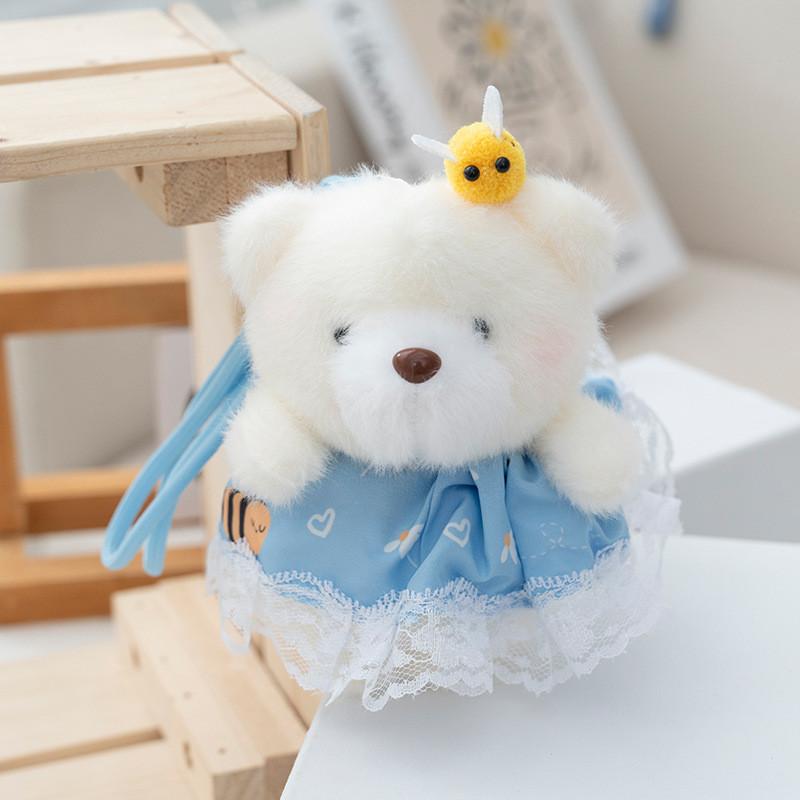 

Plush Bear Toy Keychain Soft Stuffed Animal Backpack Accessory Gift Collectors синий