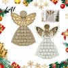 Advent Calendar for Candy Wooden Angel Christmas with 24 Storage Drawers Countdown Holiday to Tabletop Decoration Winter Party Favors LED Lighted