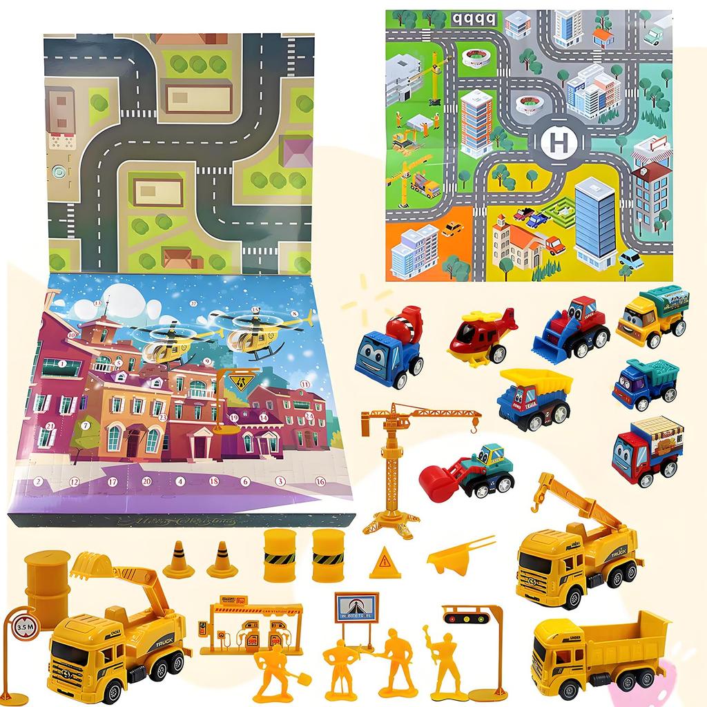 Advent Calendar 2024 Toy Vehicle Toy Construction Vehicle Set Engineering Car Present Christmas Holiday Countdown Playset Countdown to Adventure Gift