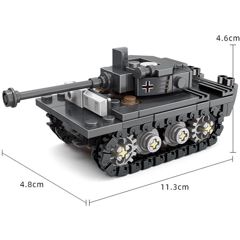 MOC Hlavní bojový tank Tiger Těžký tank Válka Vojenské Městské Vozidlo Auto Stavební kostky Klasický Model Kostky Sady Nápady