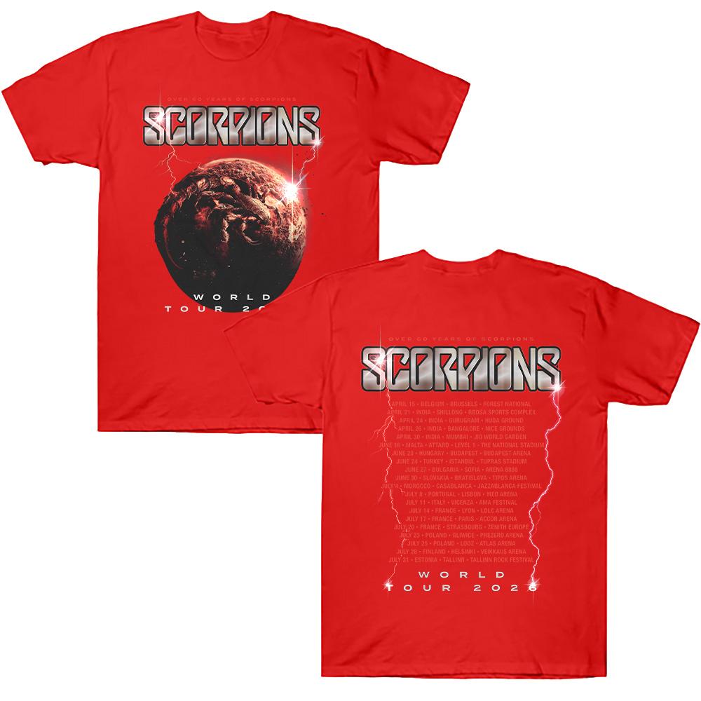 Scorpions Coming Home Tour 2026 T Shirts Metal Scorpions Cotton Tees Short Sleeve Hard Rock Band T-shirts Round Collar Clothes  Anime T-shirt XS красный