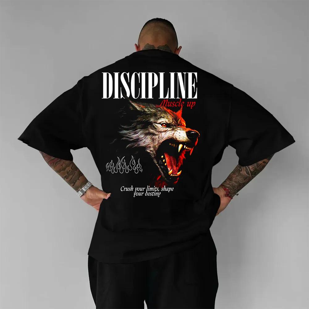 Wolf Pure Cotton TShirt Streetwear Graphic TShirt Men Fitness Muscle Black Tee - Men s Summer Cotton Graphic Tee S