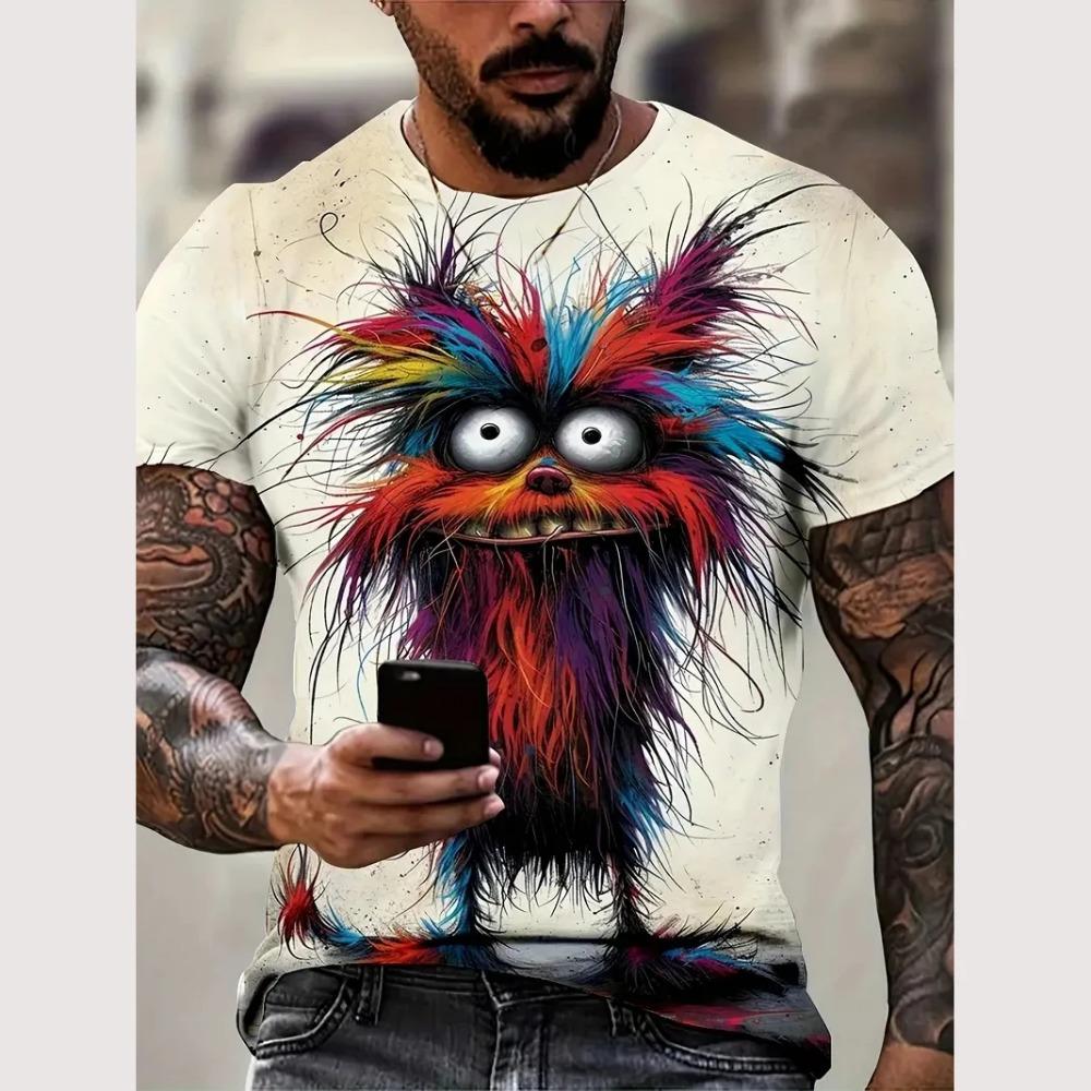 Sommermote Tegneserie Ctue Liten Monster Grafisk T-skjorte For Menn Ny Trend Casual 3D-trykket Rund Hals Kortermet T-skjorter Topper