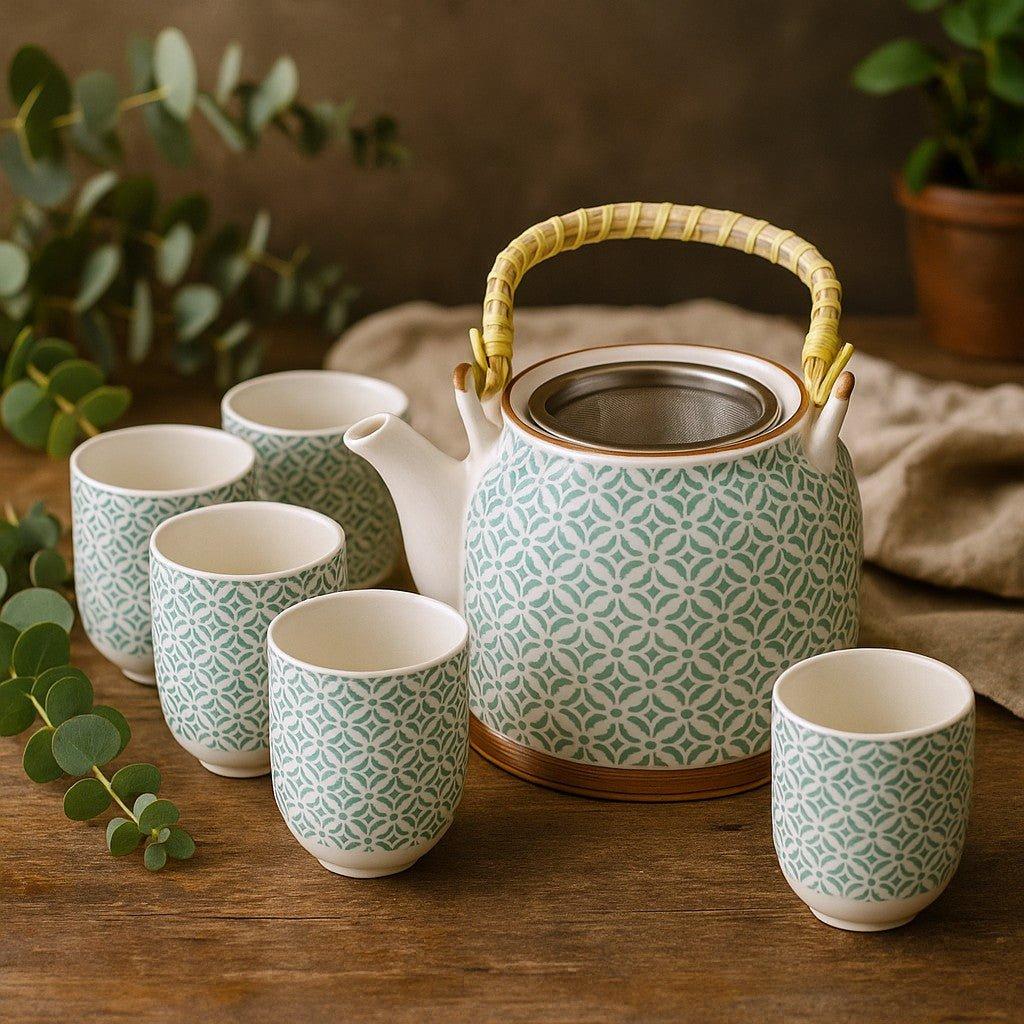 Teapot Set Green Mosaic