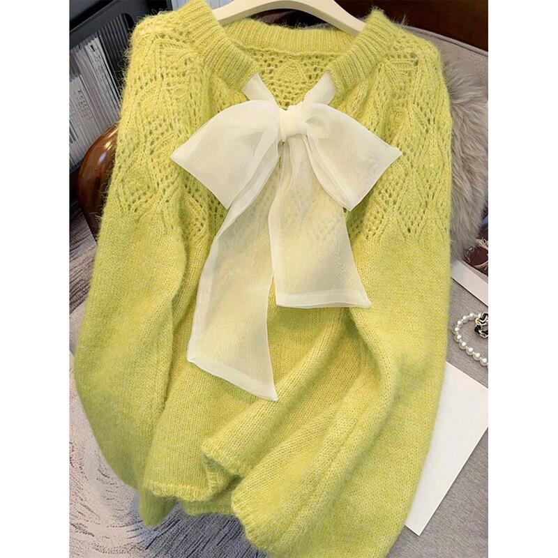 Women s Sweet Campus Style Hollow Knit Sweater S