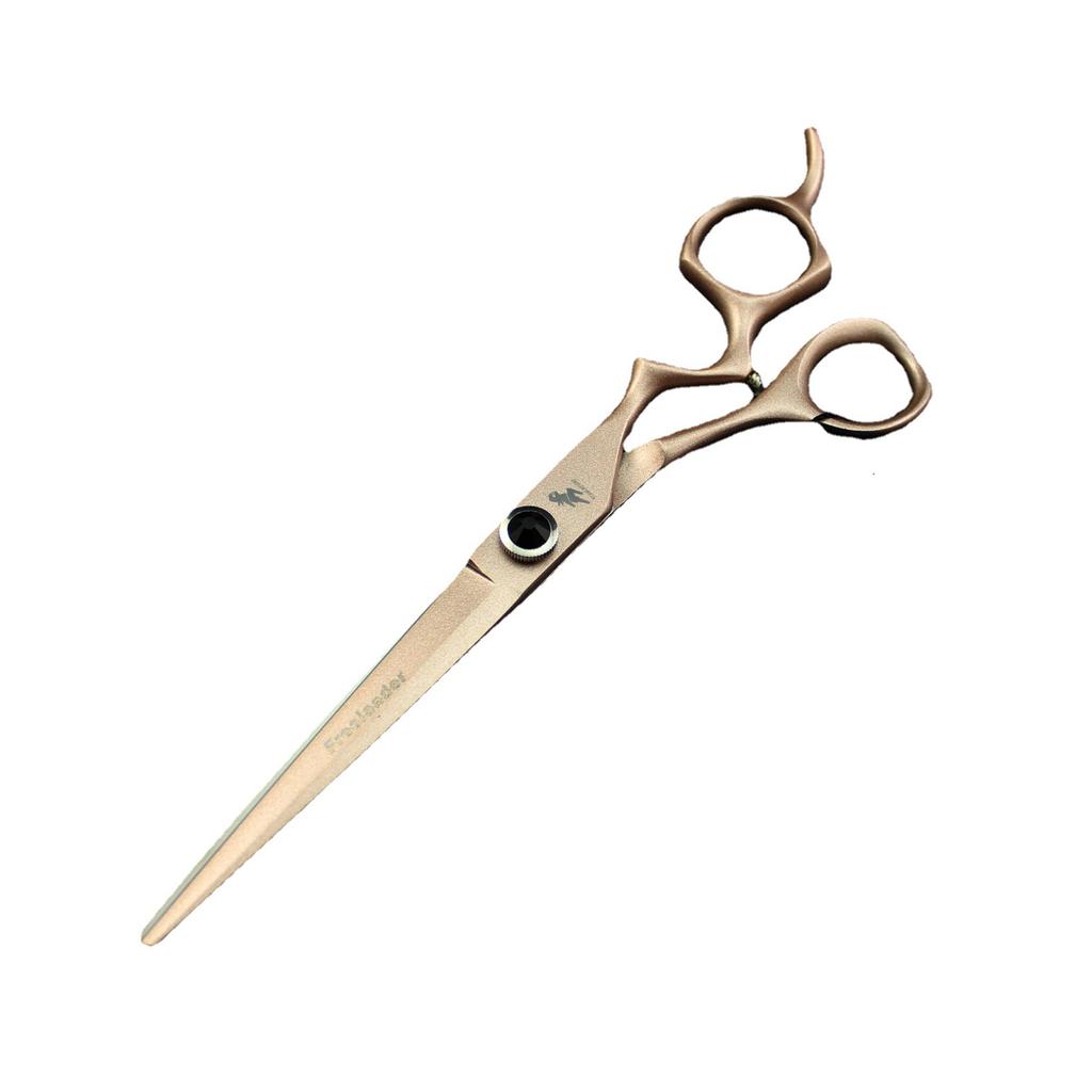 7.0 Inch Freelander Local Tyrant Gold Paint Curved Handle Hairdressing Shears Pet Scissors Flat Shears