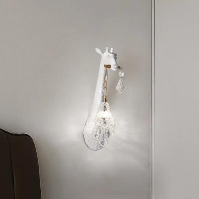 Harz Giraffe Kristall Lampenschirm Restaurant Dekoration Wandleuchte Modern Nordisch Wohnzimmer Schlafzimmer Fenster Wandleuchte LED Tier