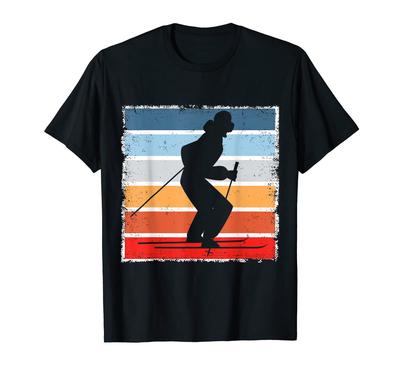 Langlauf Ski Retro Wintersport Berg T-Shirt