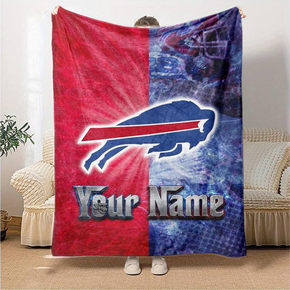 Name Custom Buffalo Bills Print Flannel Blanket High Quality Warm Comfortable Cover for All Seasons Perfect for Gifts Home Decor