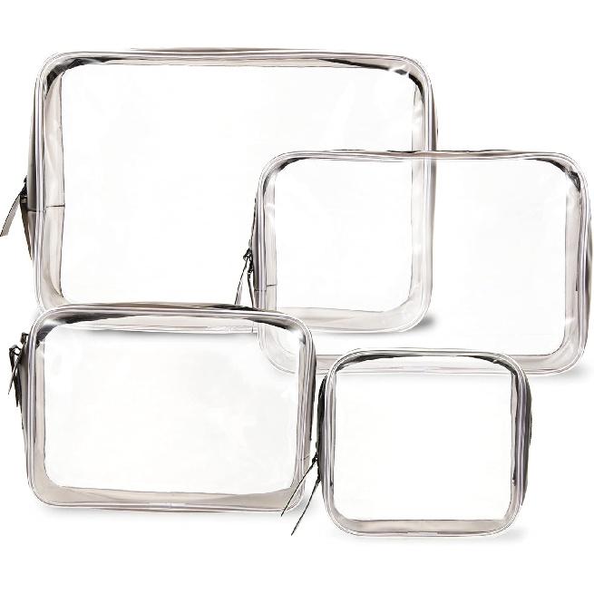 Ovenot 4 Pcs Clear Makeup Bags with Zipper, Makeup Cosmetic Bag for Women Men, Makeup Bag for Travel, Bathroom