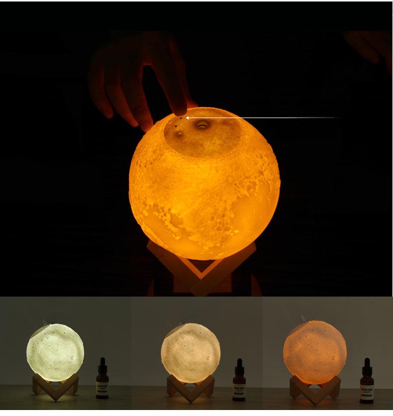 Moon Humidifier: Silent Night Light for Bedroom, Dorm, or Nursery - Ideal for Aromatherapy and Hydration