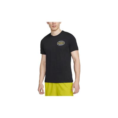 Solid Pattern Logo Crew Neck T-Shirt Men Tops Black FD0127-010