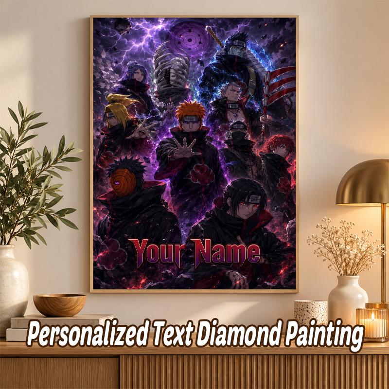Akatsuki Naruto Custom Name Diamond Painting Personalized 5D Full Drill DIY Diamond Art Home Decor