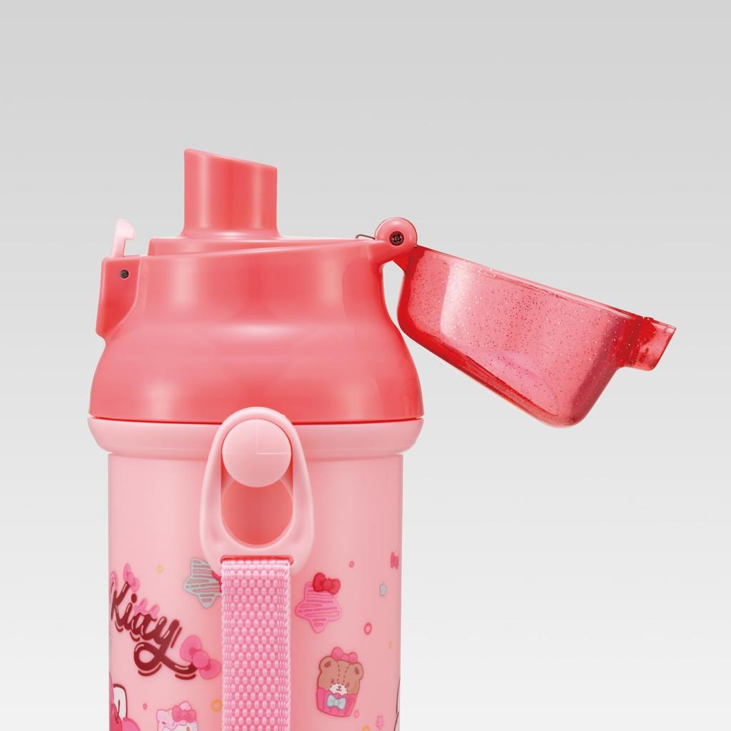 Skater Direct Drinking Water Dishwasher Made in Sanrio Hello Kitty Fancy Snacks Children's Bottle, Plastic, 480ml, One-Push Opening, Safe, Japan, &