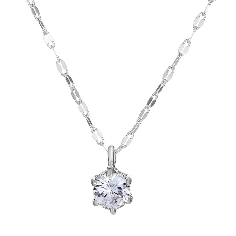 Tiny Single Zircon Pendant Necklace, Minimalist INS Style Clavicle Chain for Women