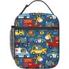 Cute Animal & Vehicle - Printed Insulated Lunch Bag, Fun Thermal Tote for Kids' School Lunches and Daycare