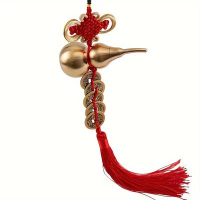 Copper Alloy Five Tiger Money Melon, Chinese Knot Tassel Pendant, Feng Shui Pendant, New Year Decorations, Home Decoration
