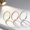 Korean Style Women's Thin Titanium Steel Ring with Single Row of Diamonds