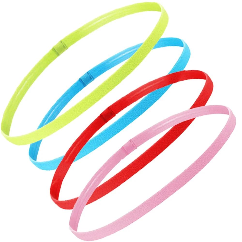 

4Pcs Simple Unisex Sports Hairband Non-Slip Silicone Strip Sweat Guide Elastic Headbands Yoga Running Fitness Hair Accessories