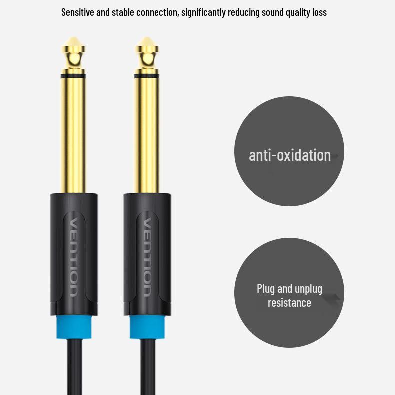 Weixun BAA 6.5 Audio Cable: Male to Male, 6.35mm Dual-Core, Ideal for Power Amplifiers, Speakers, and Electric Guitars.