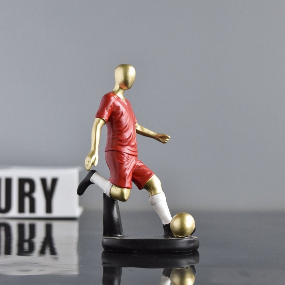 Exquisite Soccer Team Figurine Mini Athlete Sculpture Football Player Statue Bedroom